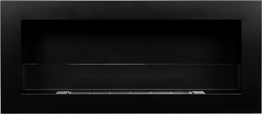 Camino a Bioetanolo da Parete 90x12x40 cm con Vetro in Acciaio Inox Nero...