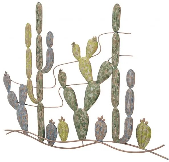 Pannello decorativo in ferro disegno Cactus 90x64x2,5 cm multicolor