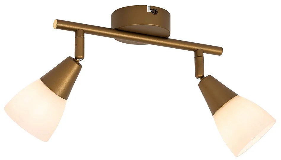 Faretto da soffitto classico oro con vetro satinato 2 luci - Madi