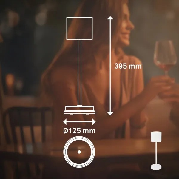 Briloner 7521016 - Lampada da tavolo LED dimmerabile SIGO 2,5W/5V IP44 2600 mAh bianca