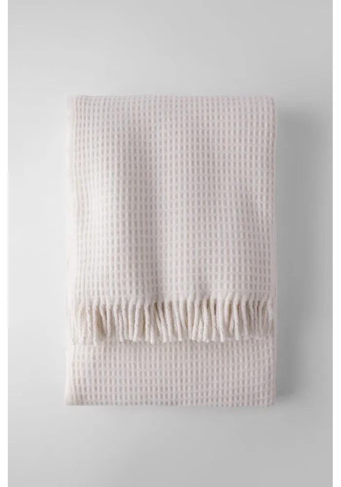Plaid crema con motivo waffle , 140 x 180 cm Waffel - Euromant