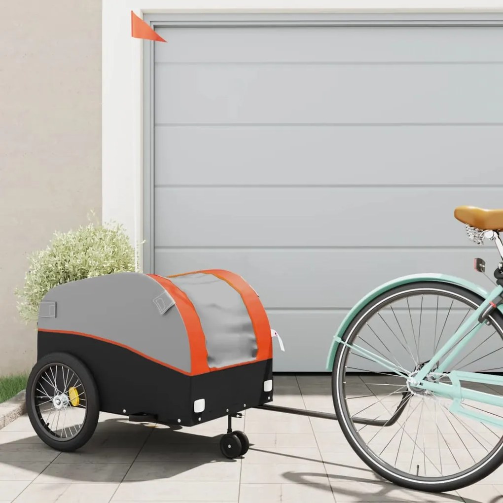 Rimorchio Da Bici Nero E Arancione 45 Kg İn Ferro /