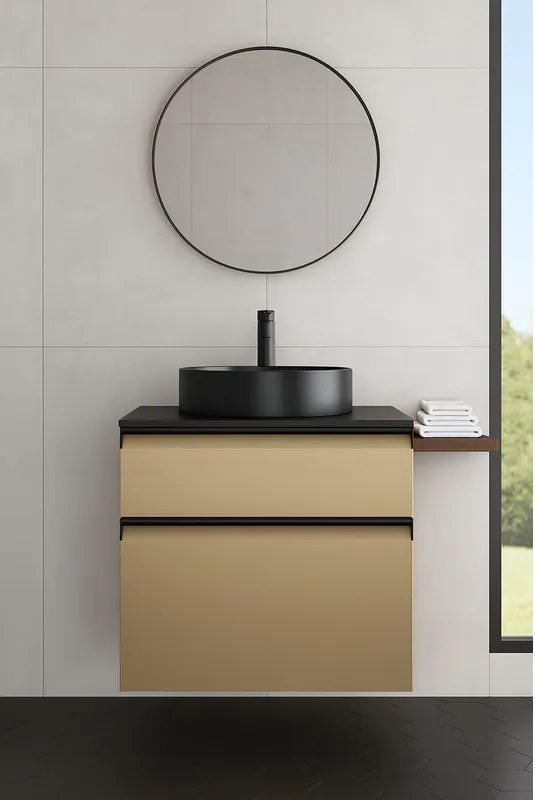 Mobile da bagno sospeso sotto lavabo Fusion L60 H60 P45 cm oro, 2 cassetti