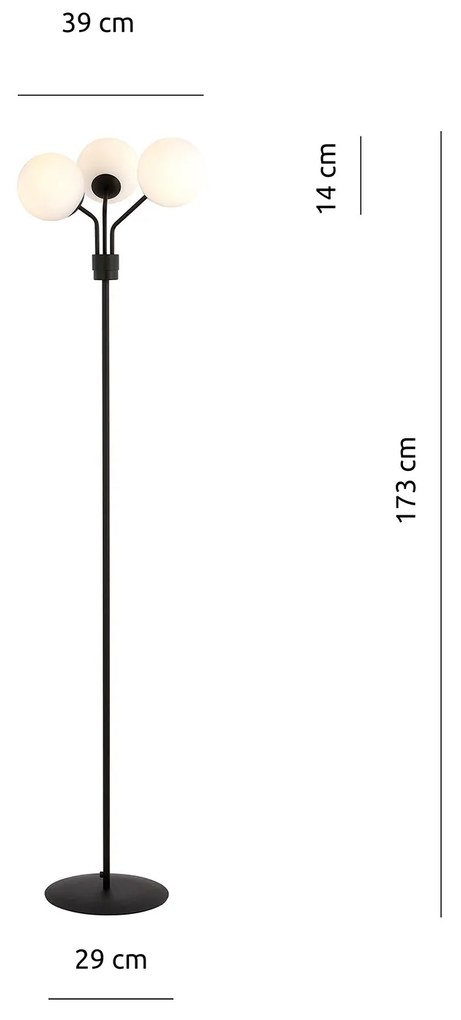 Piantana Moderno Orione Acciaio Nero 3 Luci E14 Ip20