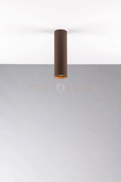 Plafoniera-faretto fluke tonda corten 1 luce attacco gu10 5,5x5,5x20cm