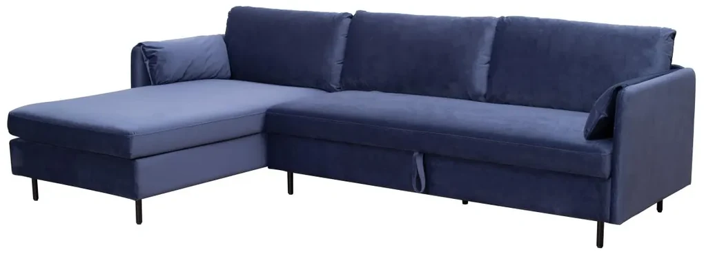 SALDI Divano letto in Velluto Blu notte Angolo a sinistra