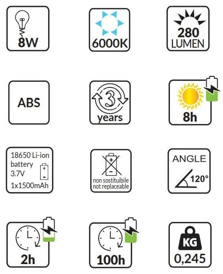 Vivida solar panel 8w 280lm ip44 6000k