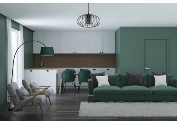 Lampadario a sospensione con filo CORRINI 1xE27/60W/230V diametro 34 cm nero/grigio