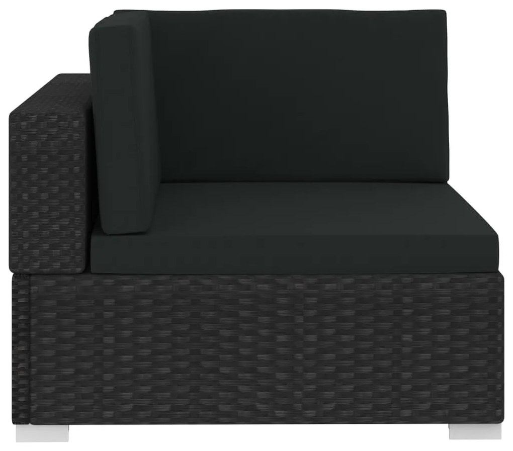 Set divani da giardino 4 pz con cuscini in polyrattan nero