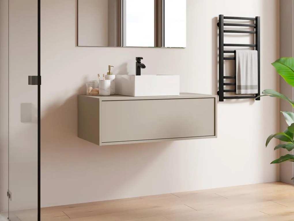 Mobile sotto lavabo sospeso - Colore beige - 94 cm - TEANA II