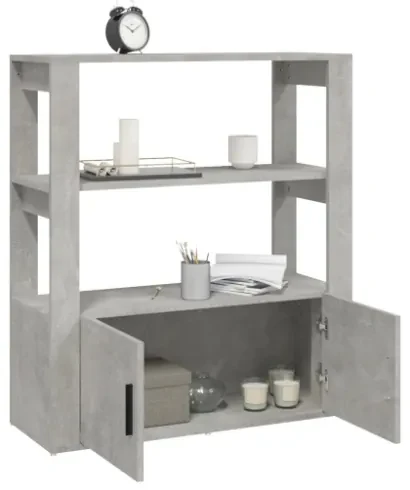 Credenza Grigio Cemento 60x30x50 Cm - Legno Multistrato, 2 Ripiani, Per Soggiorno O Camera - Foto 9