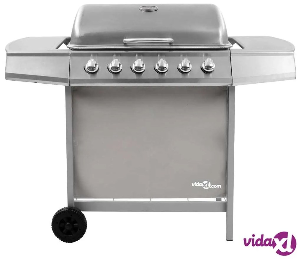 vidaXL Griglia Barbecue a Gas con 6 Bruciatori Argento