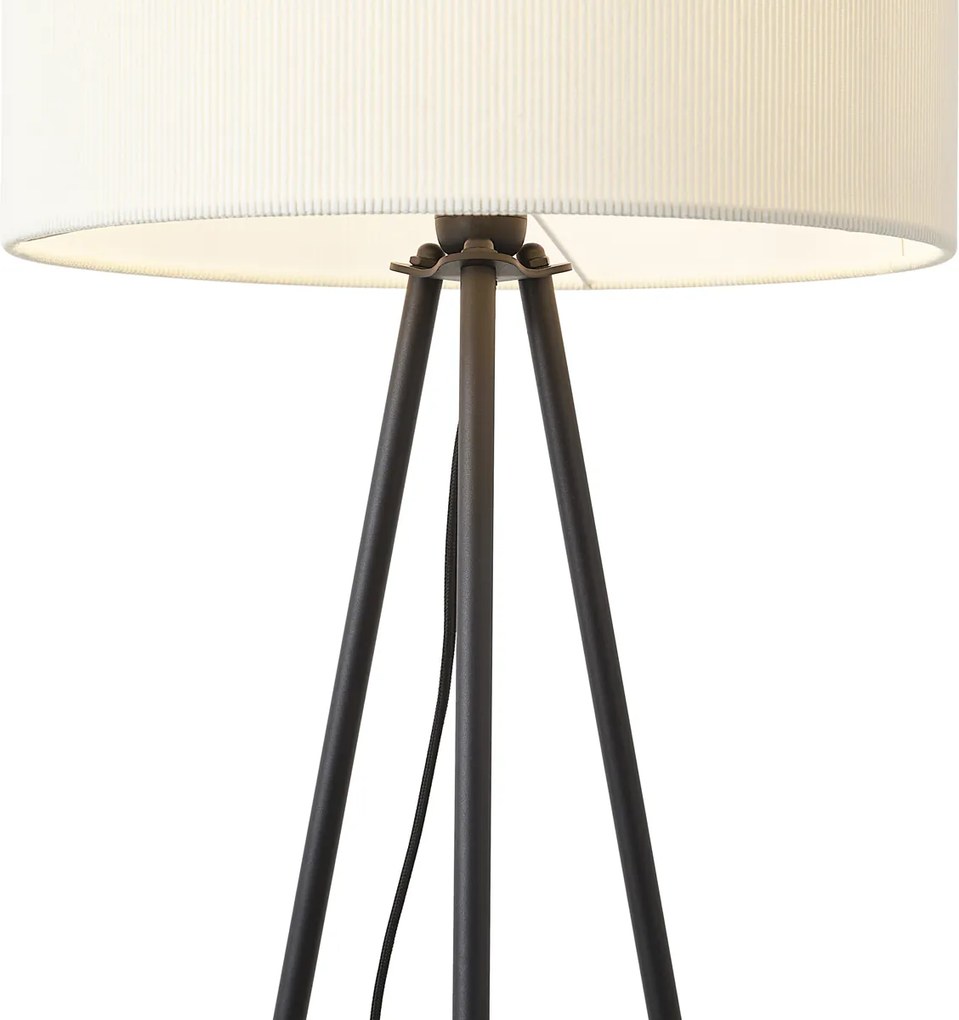 Lampada da terra moderna a treppiede bianca con paralume in velluto - Luz