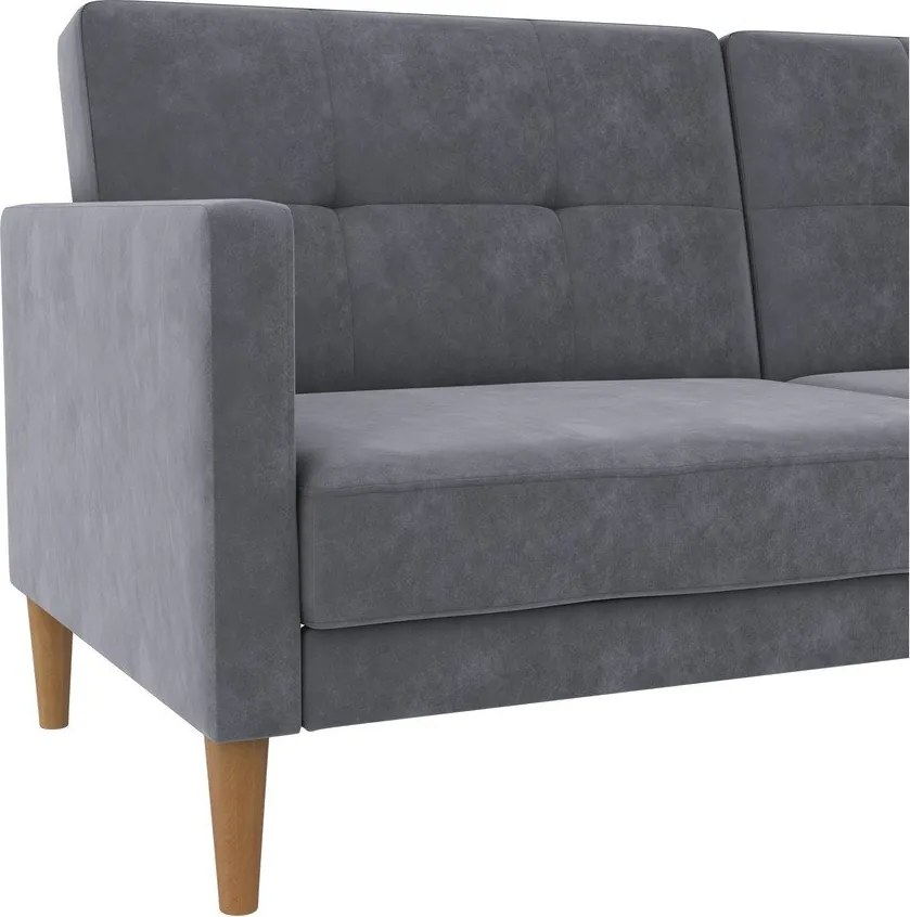 Divano grigio allungabile con rivestimento in velluto 207 cm Lilly – Støraa