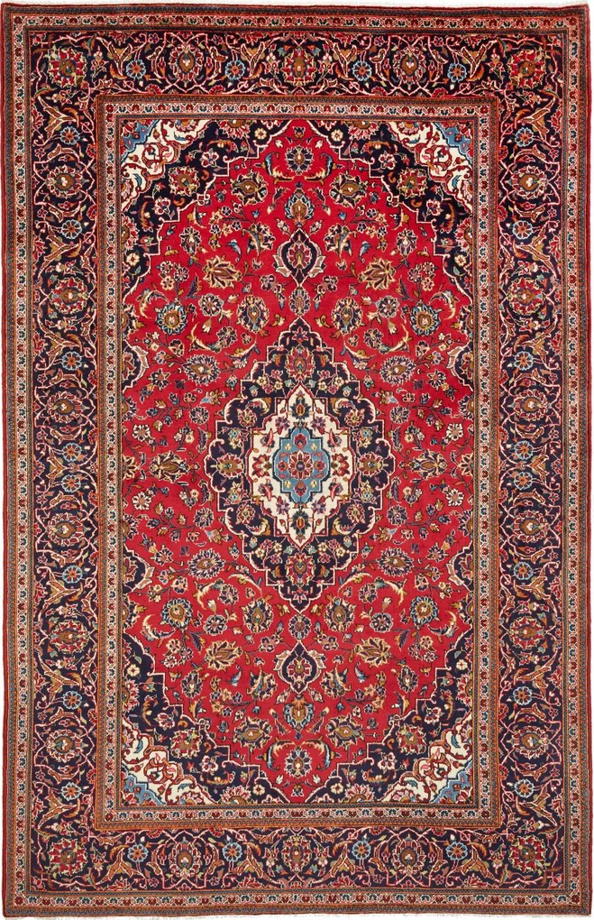 Kashan Tappeto 310x200 Rosso (Iran) Annodato A Mano