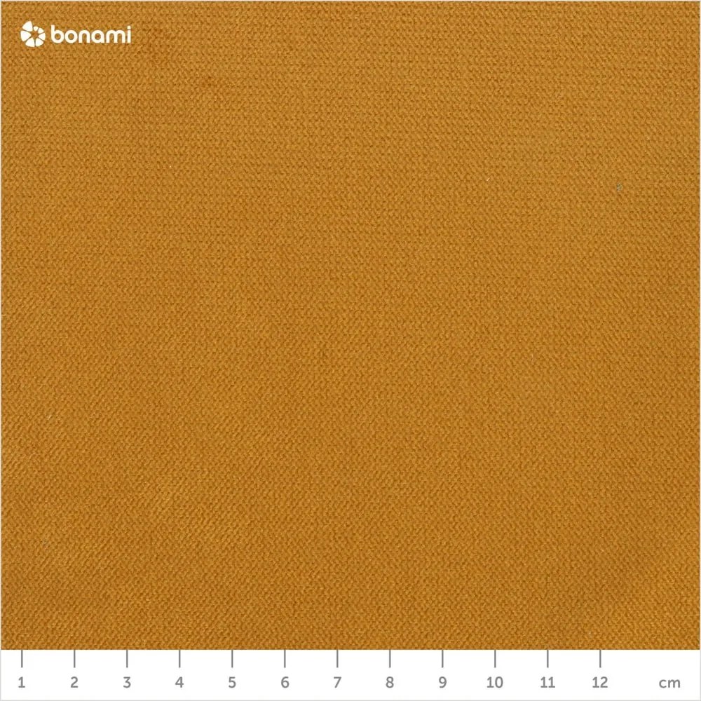 Divano letto a U in velluto giallo senape, angolo sinistro Lofty Lilly - Miuform