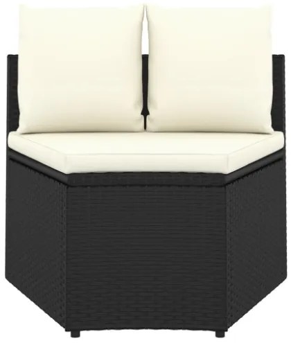 Set Divani da Giardino 7 pz con Cuscini in Polyrattan Nero