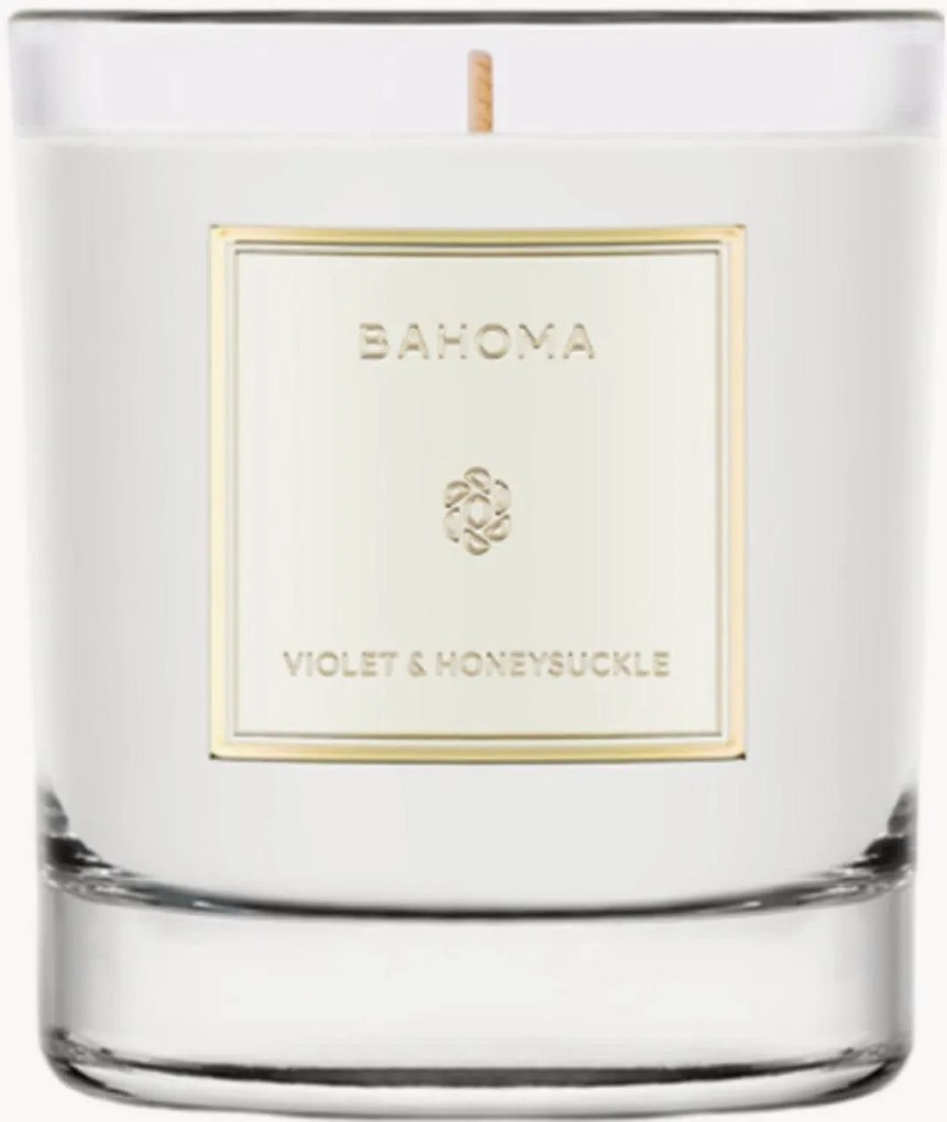 Candela profumata fatta a mano Violet & Honeysuckle (pesca, caprifoglio, muschio)