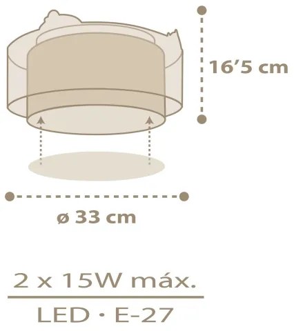 Dalber 76876 - Plafoniera per bambini BABY CHICK 2xE27/15W/230V