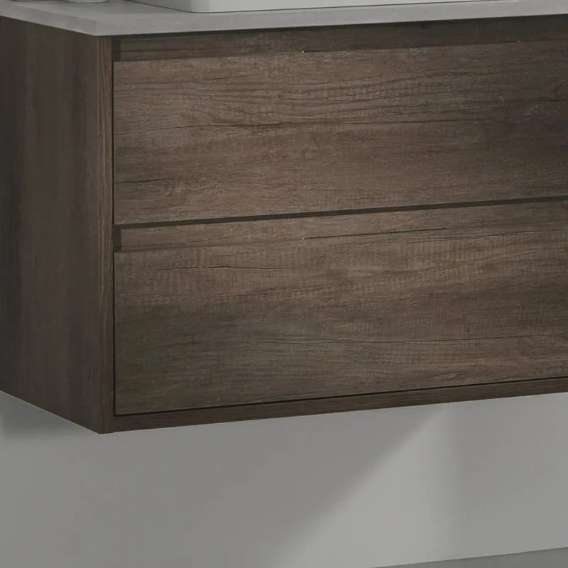 Armadietto bagno a terra Loto 2 cassetti P 45.5 x L 74 x H 50 cm olmo rousseau con frontali in vetro