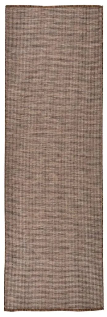 Tappeto Da Esterni A Tessitura Piatta 80x250 Cm Marrone /