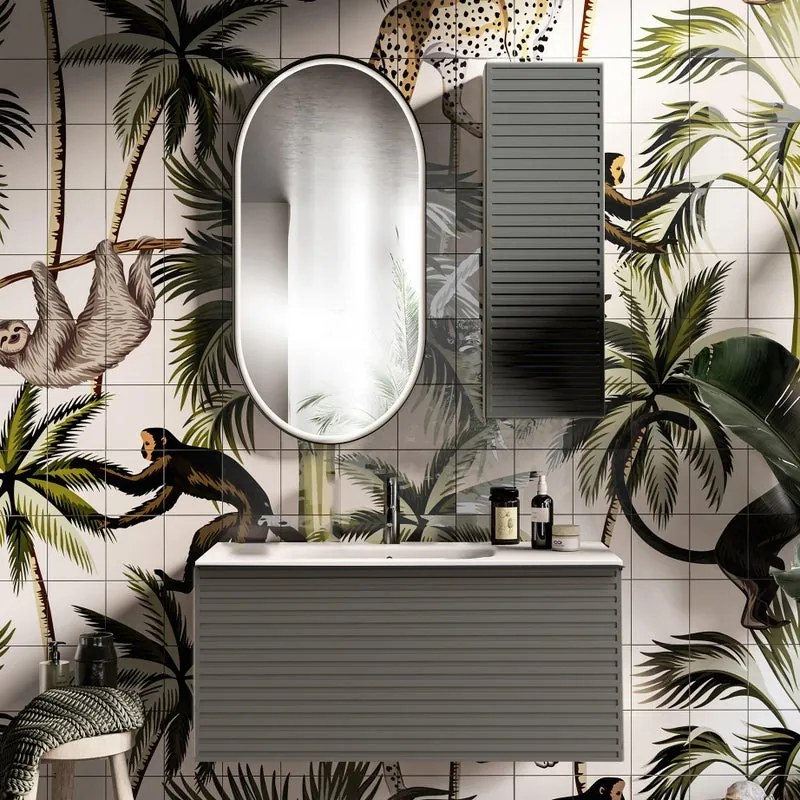 Mobile bagno sospeso con lavabo L 80 x H 40 cm grigio carbone 1 cassetto per vasca centrale Pixel