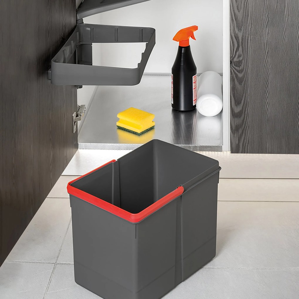 Pattumiera Differenziata per Anta Mobile Cucina 15L Apertura Automatica Emuca Grigio Antracite...