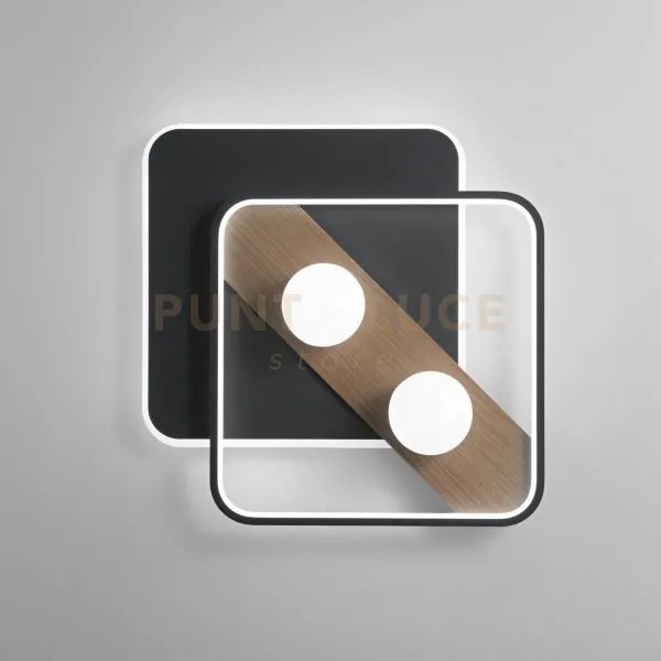 Plafoniera led cricket nera e legno 40w 4540lm cct 3000k 4000k 6500...