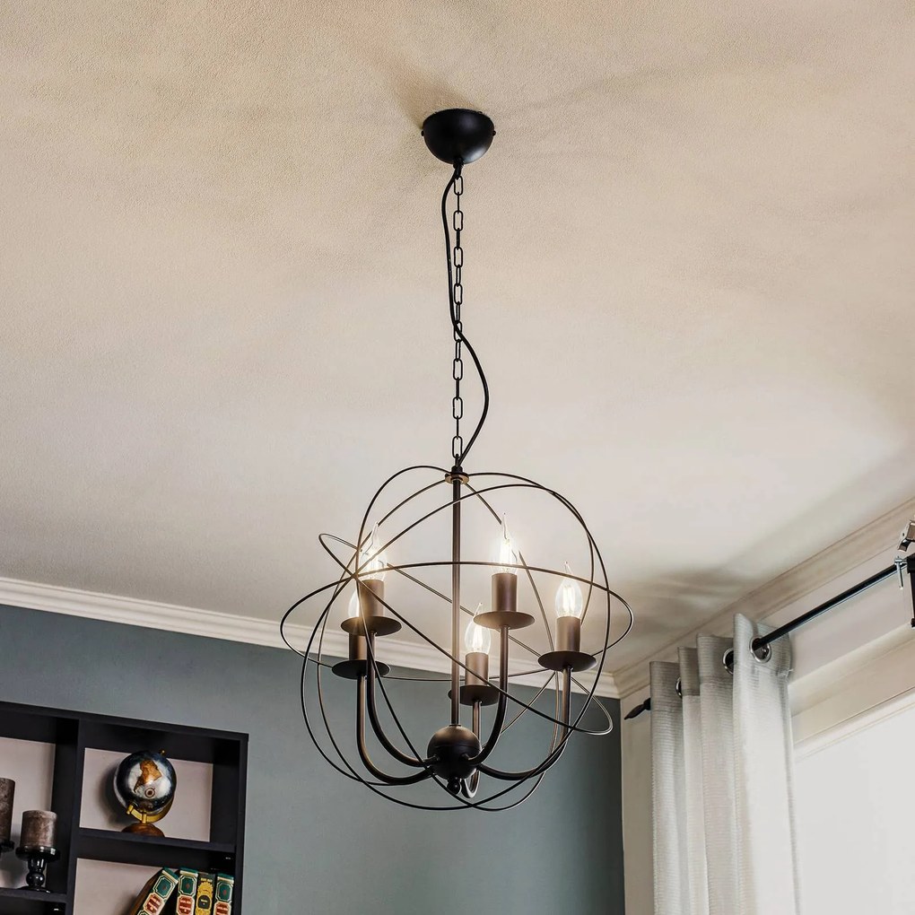 Luminex Lampadario Globe a 5 luci nero