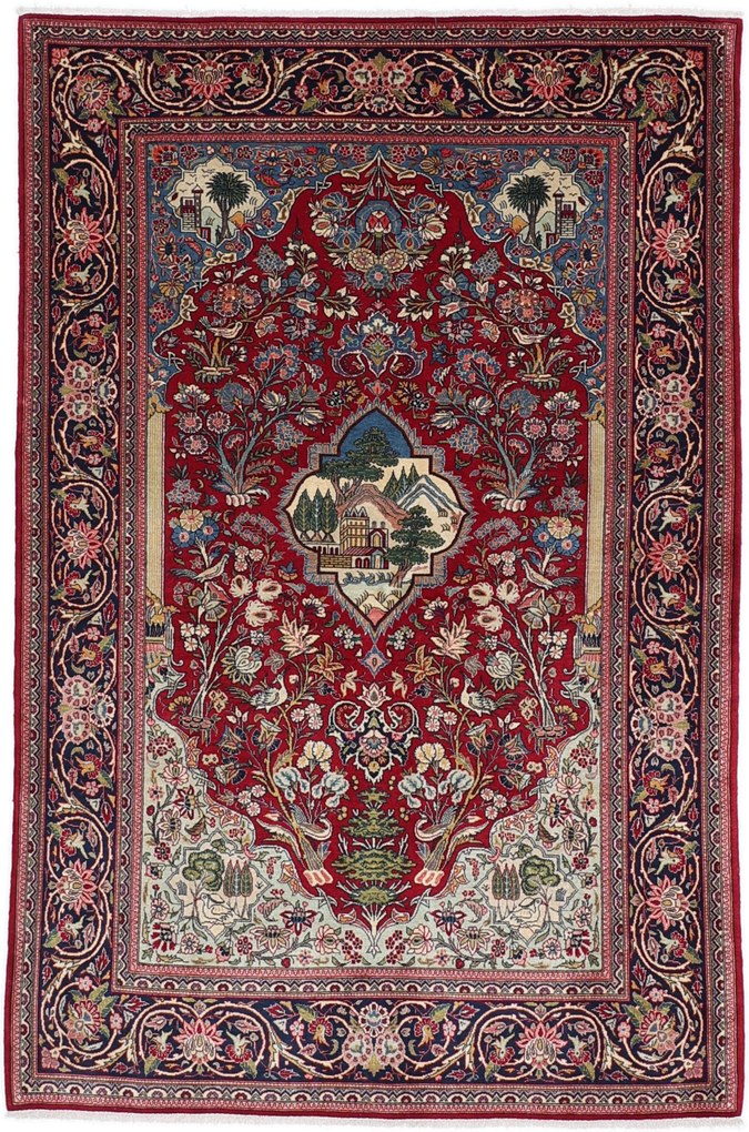 Kashan Tappeto 210x130 (Iran) Annodato A Mano