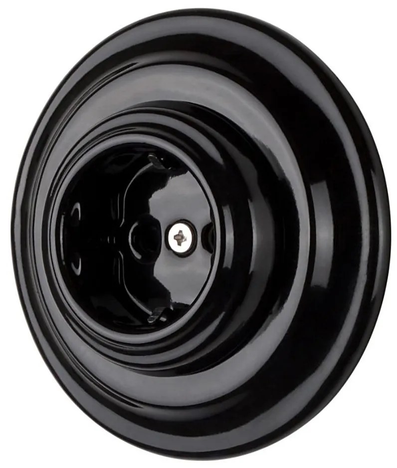 Bohemia-Design - Presa domestica in porcellana stile retrò con placca SCHUKO 250V/16A nera