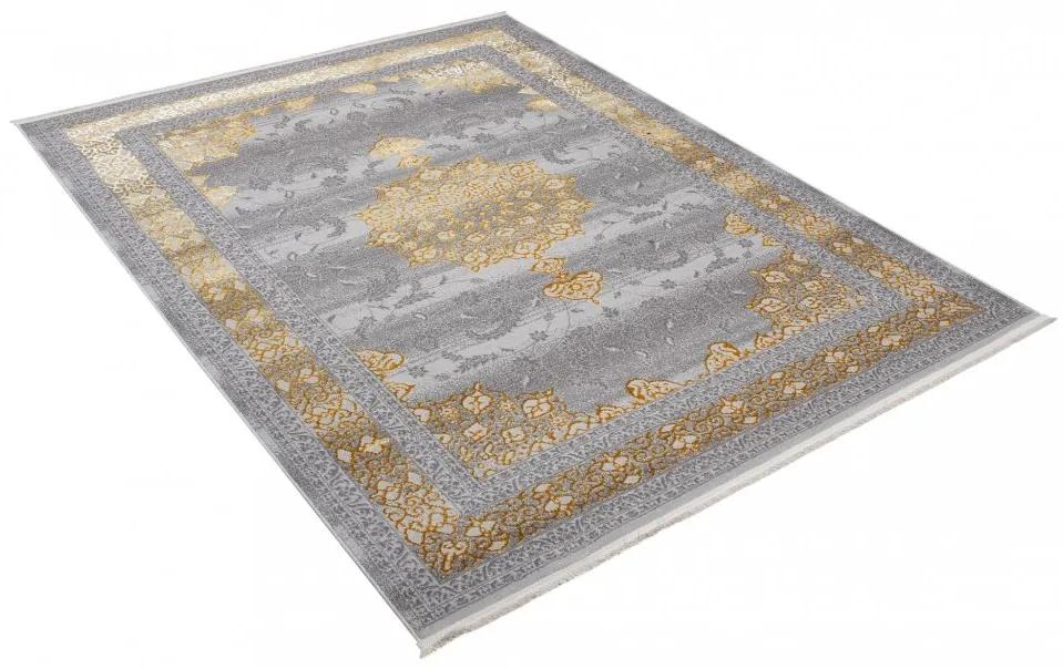 Esclusivo tappeto grigio con motivo orientale dorato Larghezza: 160 cm | Lunghezza: 230 cm
