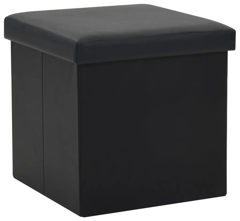 Sgabello Pieghevole Con Contenitore Nero İn Similpelle /