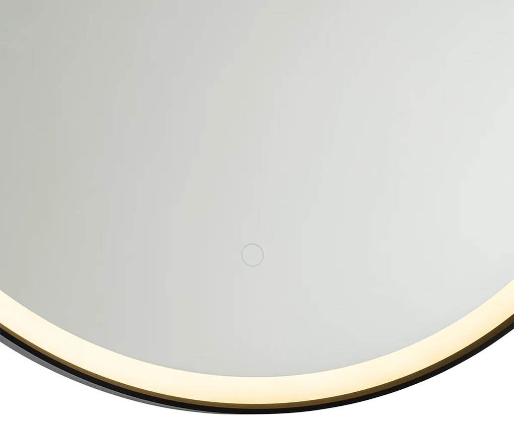 Specchio da bagno nero 70 cm con LED e dimmer touch - Miral