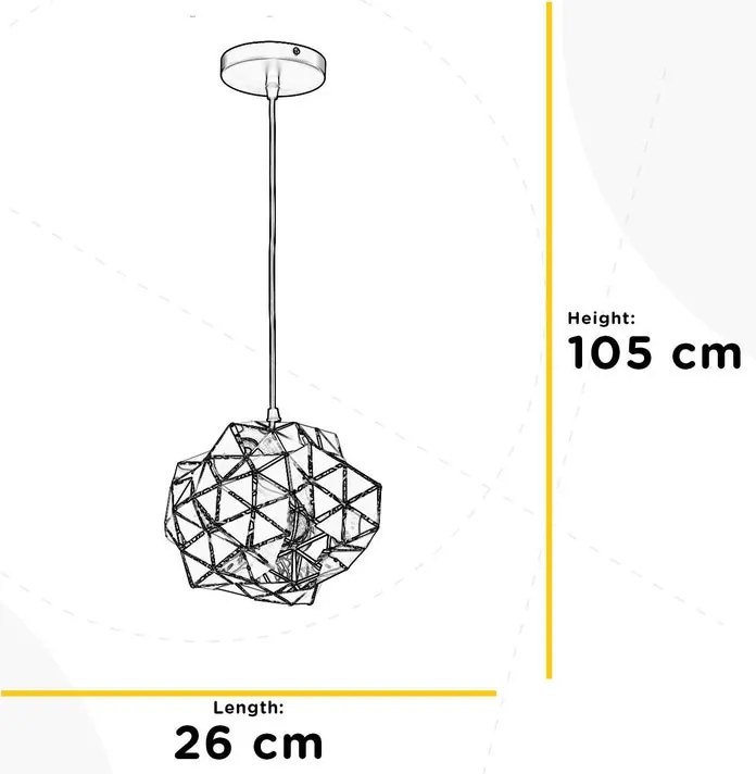Lampadario Design Sospensione ANDROMEDA in Metallo 1 - E27 nero paralume oro E27 Ø26cm