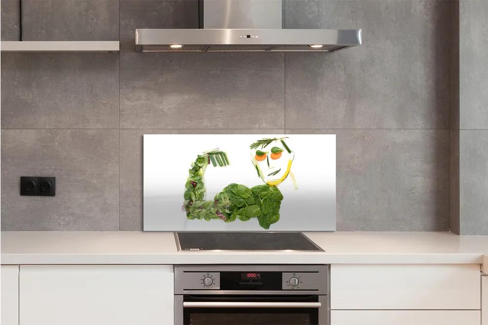 Pannello paraschizzi cucina Personaggio fatto di verdure 100x50 cm