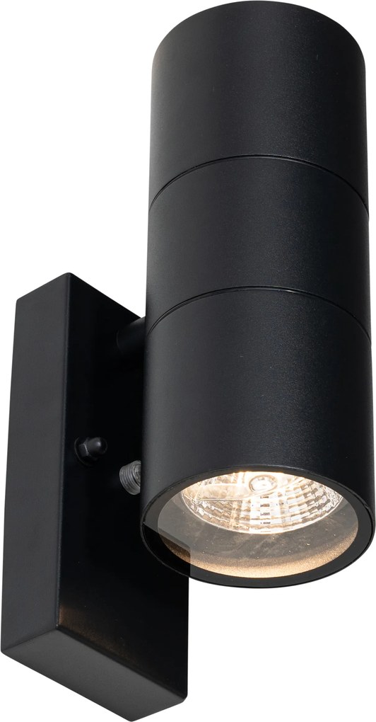 Lampada da parete per esterno nera a 2 luci AR70 con sensore chiaro-scuro - Duo