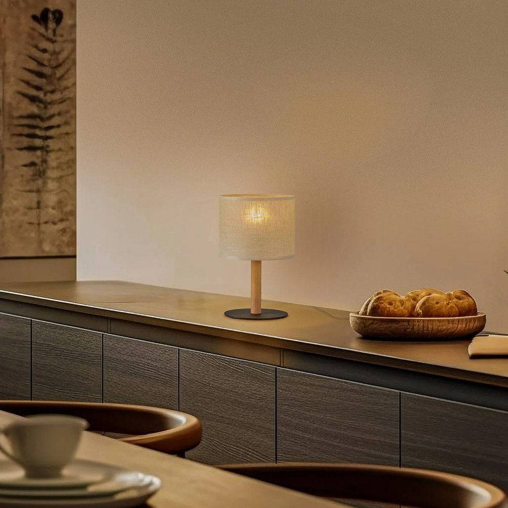 Lampada da tavolo Deva Nature, tessuto, legno Nature TK Lighting, Legno chiaro, Soggiorno / Sala da pranzo, Legno, Scandinavo