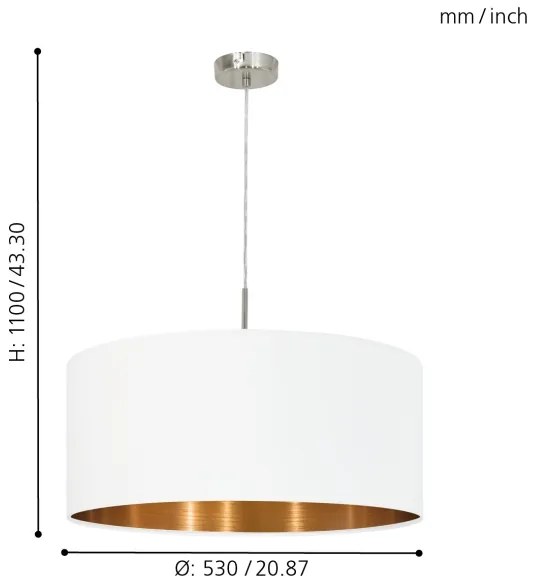 Eglo 95045 - Lampadario PASTERI 1xE27/60W/230V