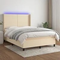 Letto a Molle con Materasso e LED Crema 140x190 cm in Tessutocod mxl 123239