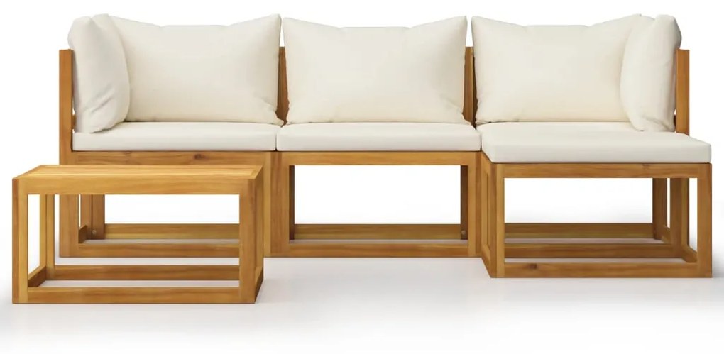 Set Divani Giardino 5 pz con Cuscini Legno Massello di Acacia