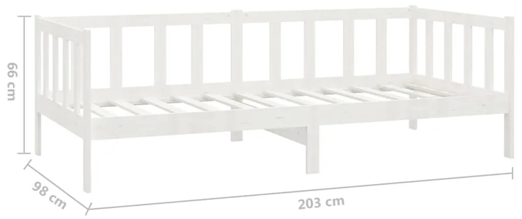 Divano Letto con Materasso 90x200 cm Bianco in Legno di Pino