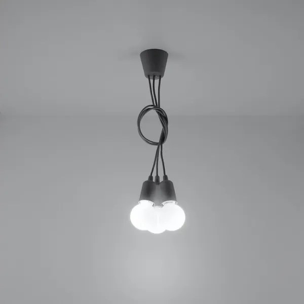 Lampadario su filo DIEGO 3xE27/60W/230V grigio
