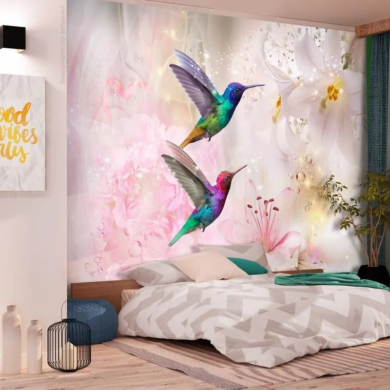 Fotomurale adesivo  Colourful Hummingbirds (Pink)  Larghezza x Altezza Home decor 147x105