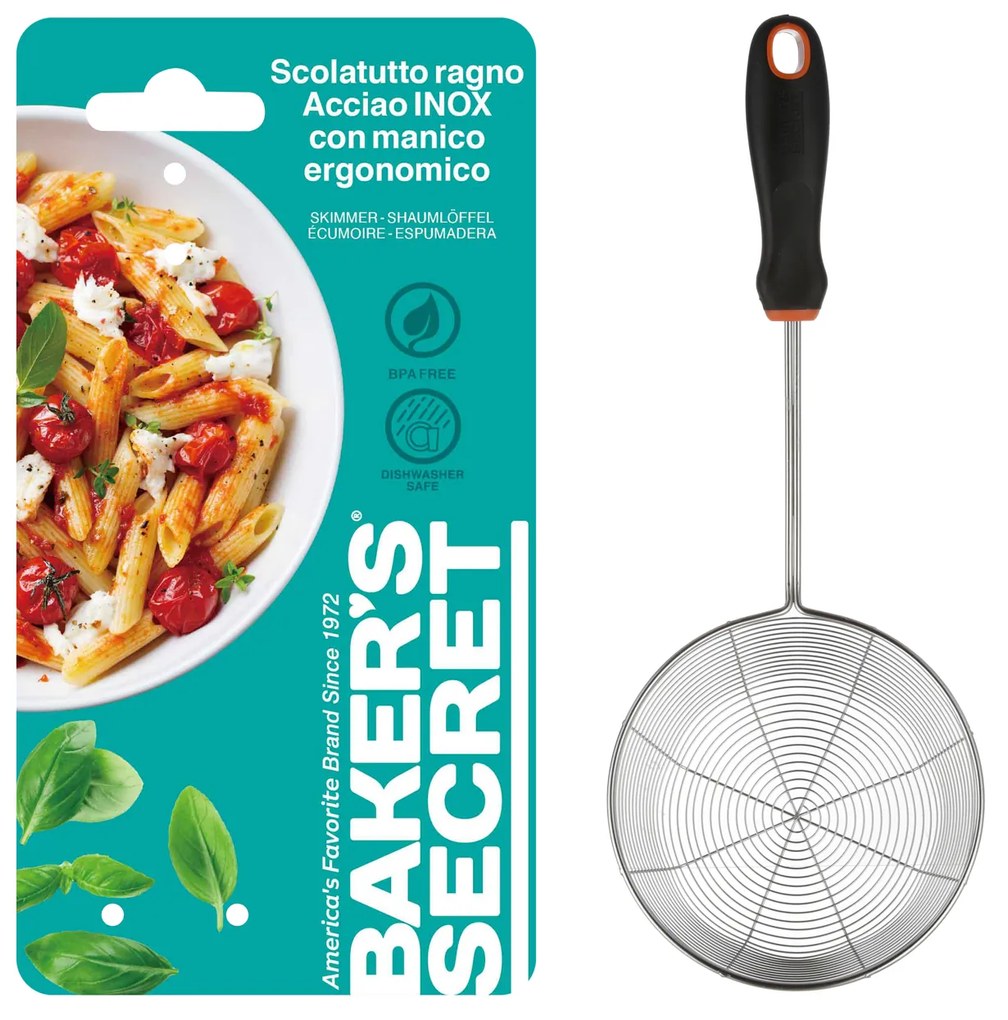 Schiumarola ragno in acciaio 16 cm Baker's Secret