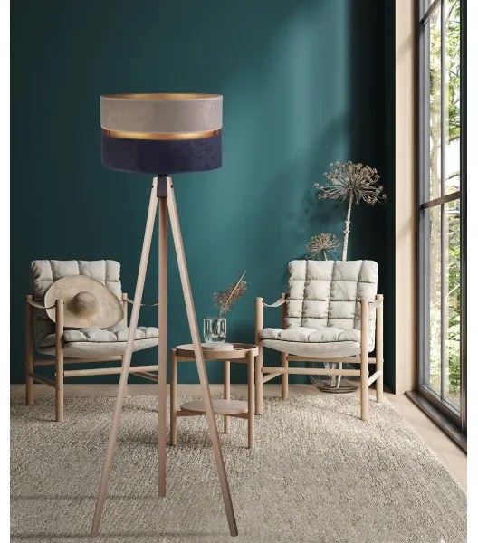 Duolla - Lampada con piedistallo DUO 1xE27/60W/230V diametro 44 cm grigio/blu/beige