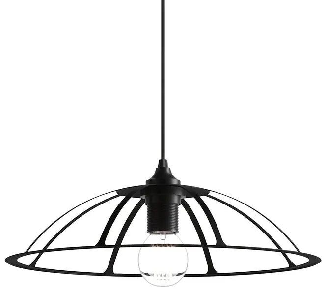 Lampadario Moderno Wing nero paralume bianco E27 Ø40cm