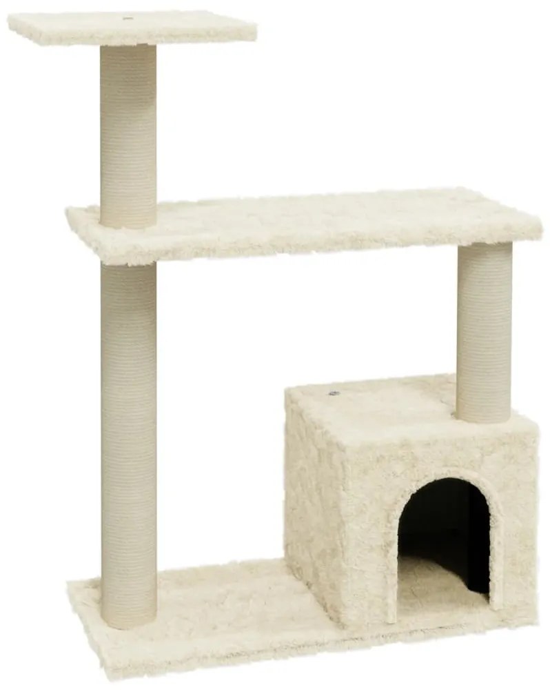 Albero per gatti con tiragraffi in sisal crema 70 cm