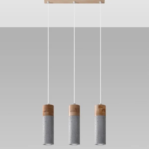 Sollux SL.0967 - Lampadario a sospensione con filo ZANE 3xGU10/40W/230V calcestruzzo/legno