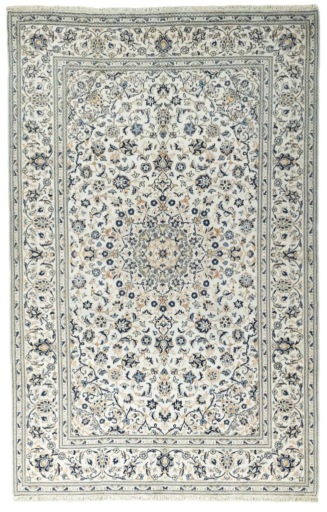 Kashan Tappeto 200x300 Beige (Iran) Annodato A Mano